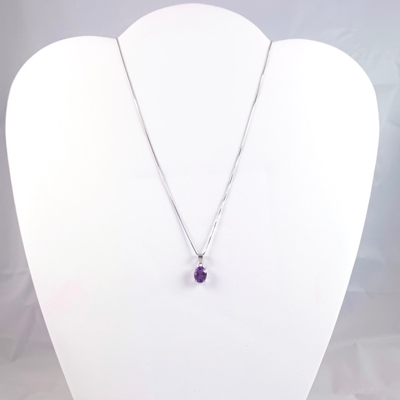 925 Sterling Amethyst Pendant Necklace NEW - Picture 4 of 5